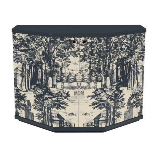 Fornasetti Small cabinet polyhedric Giardino Settecentesco blue/ivory - Milk Concept Boutique