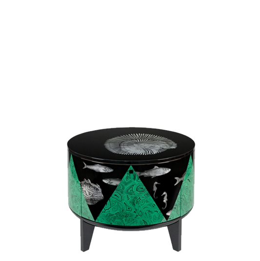 Fornasetti Tamburo table Marino colour - with drawer divider - Milk Concept Boutique