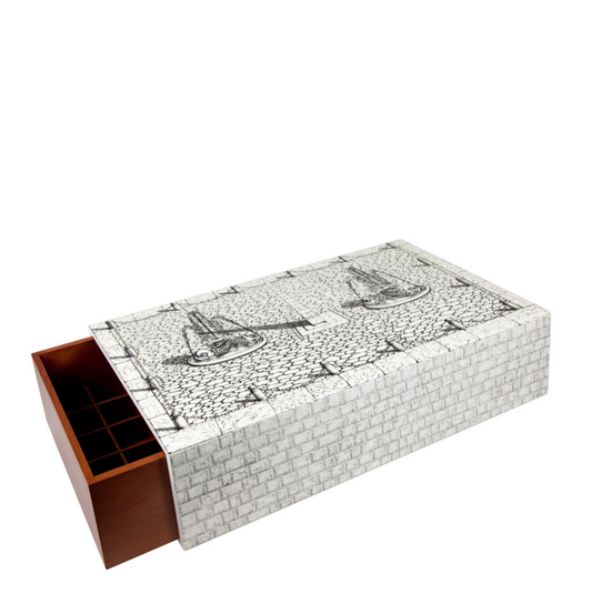 Fornasetti storage bench Piazza con Obelisco black/white - Milk Concept Boutique