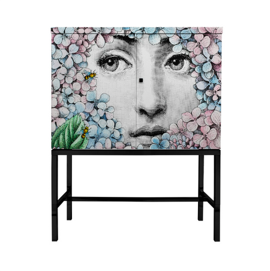 Fornasetti Raised small sideboard Ortensia colour - Iron Base - Milk Concept Boutique