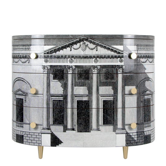 Fornasetti Curved chest of drawers Palladiana black/white - Milk Concept Boutique