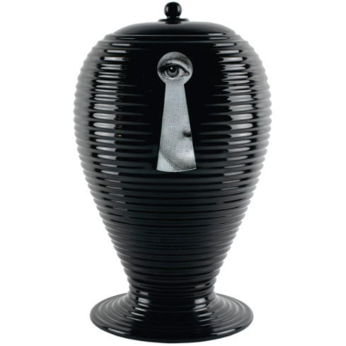 Fornasetti Vase Rigato serratura black/white on black - Milk Concept Boutique