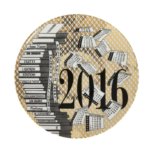 Fornasetti Calendar Plate 2016 black/white/gold - Milk Concept Boutique